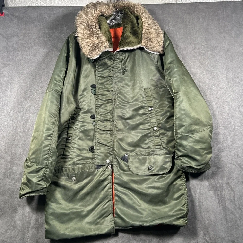 Vintage 70s USAF-Style N3B Snorkel Parka Heavy Duty Flight Jacket *Broken Zipper